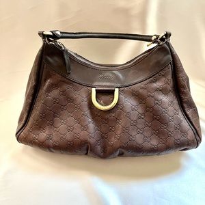 Authentic Gucci Abbey Guccissima Brown Leather Hobo Bag